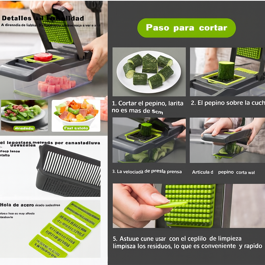 🥕 Picador de Verduras Multifuncional Welsteepse – Corta, Rebana y Ahorra Tiempo!!! Pago contra entrega y envió gratis en Guatemala....