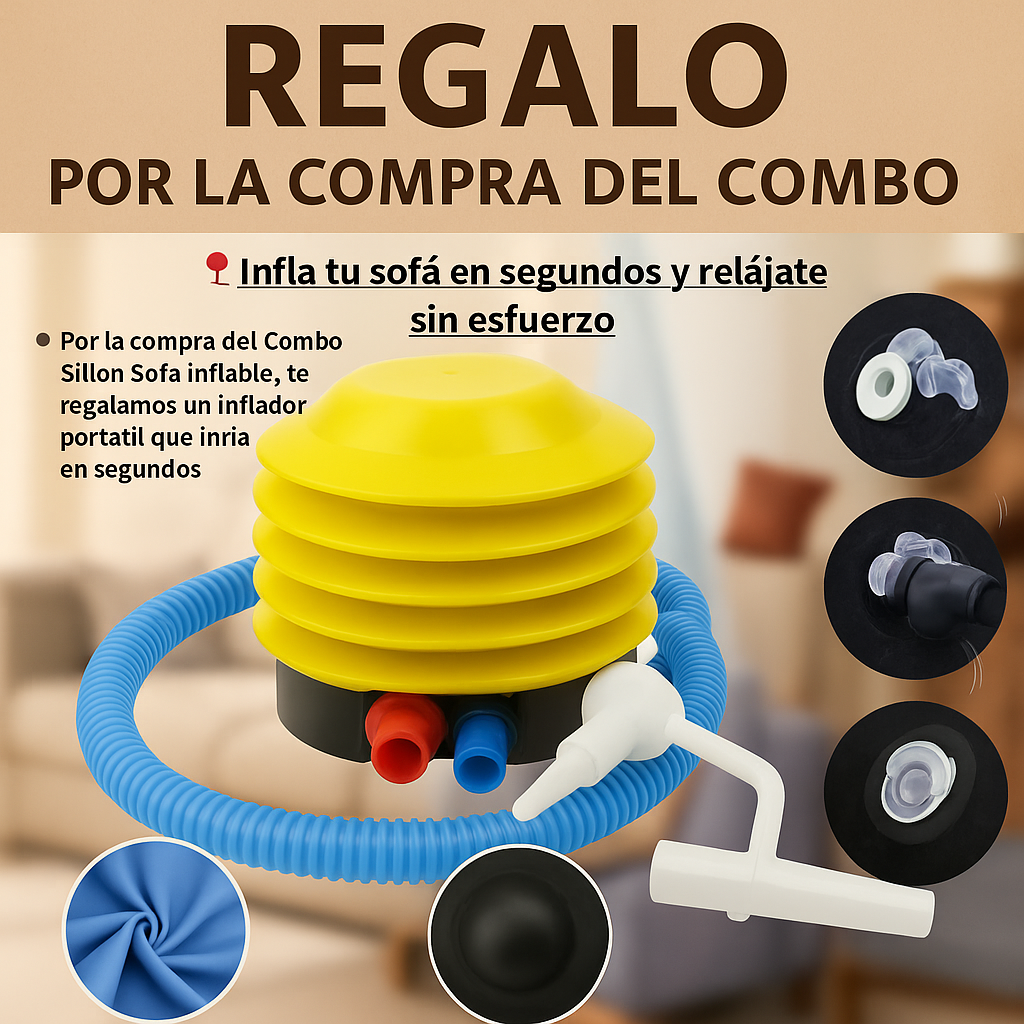Combo 3 en 1 Sofá Inflable Premium® + Sillón Inflable + Inflador Manual!!! Pago contra entrega y envió gratis en GUATEMALA!!!