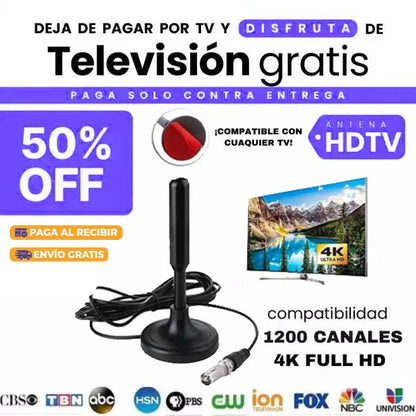 (Oferta 2x1 paga 1 lleva 2) ANTENA TDT | TV DIGITAL ULTRA HD | 1.000 CANALES GRATIS PAGO CONTRA ENTREGA Y ENVIÓ GRATIS