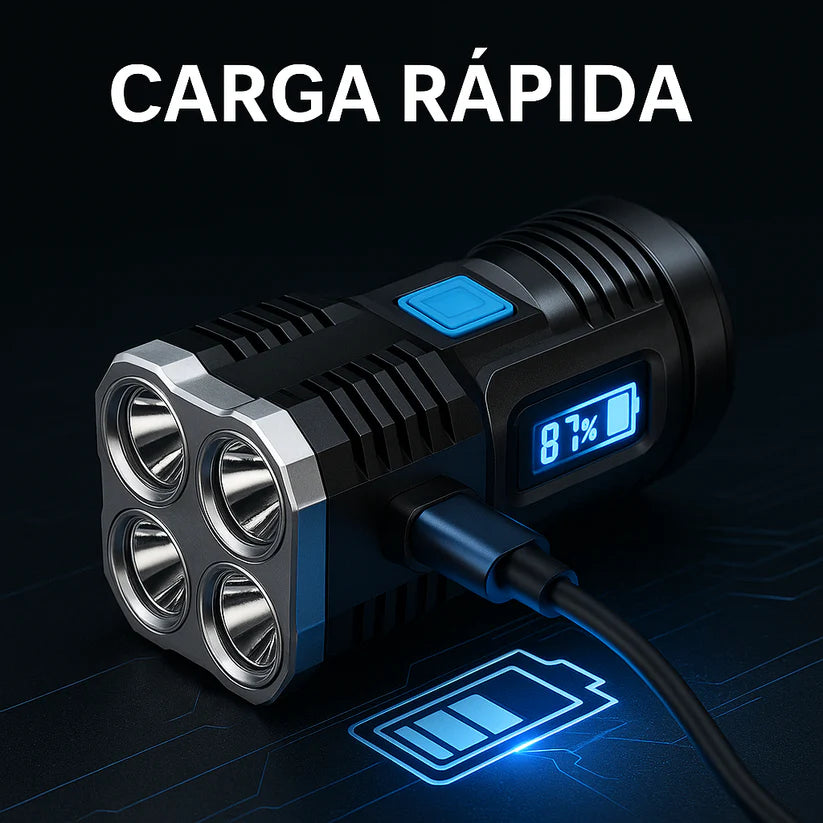 3x1 Linterna LED 4 Focos Recargable Ultra Potente