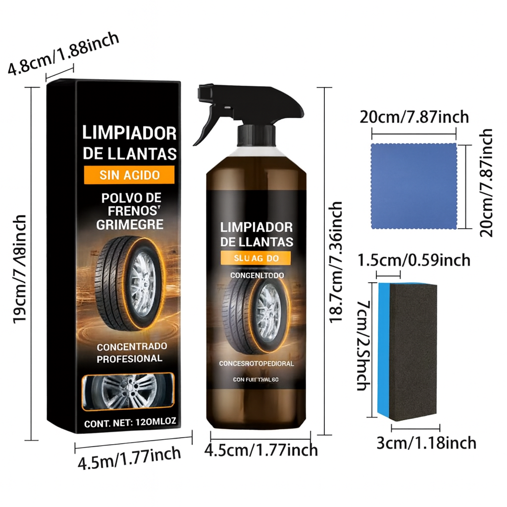 🧽 Kit Limpiador de Ruedas de Auto – ¡Restaura su brillo original! Brilla llantas y rines original importado!!! Pago contra entrega y envió totalmente gratis... GUATEMALA!!!!