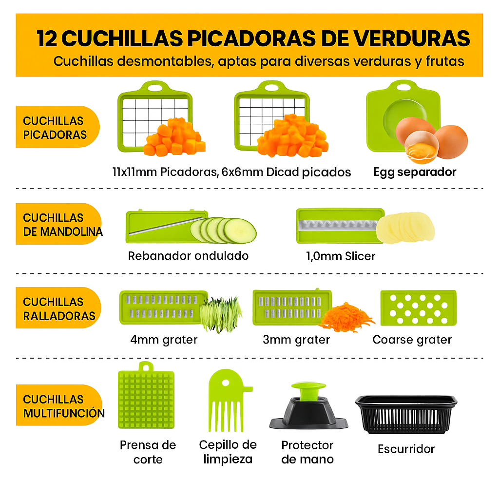 🥕 Picador de Verduras Multifuncional Welsteepse – Corta, Rebana y Ahorra Tiempo!!! Pago contra entrega y envió gratis en Guatemala....
