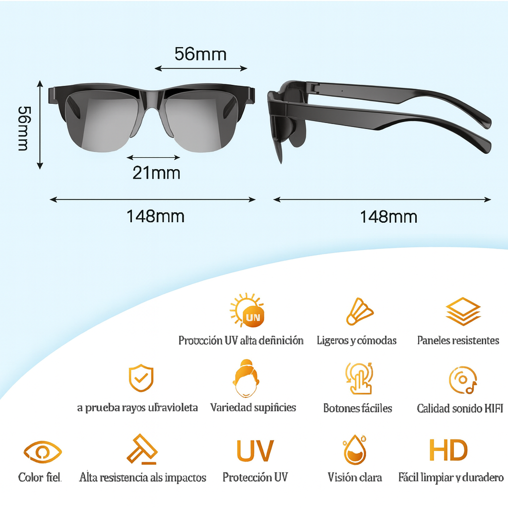 OFERTA 2X1 PIDE 1 TE REGALAN OTRA UNIDAD LENTES CON AUDIO BLUETOOTH!!! PAGO CONTRA ENTREGA Y ENVIÓ GRATIS EN GUATEMALA....