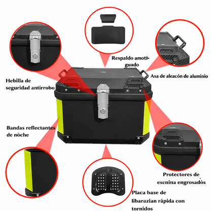 🏍️ Baúl Trasero para Moto 45L con Respaldo Acolchado... Pago contra entrega y envió gratis en Guatemala!!!!