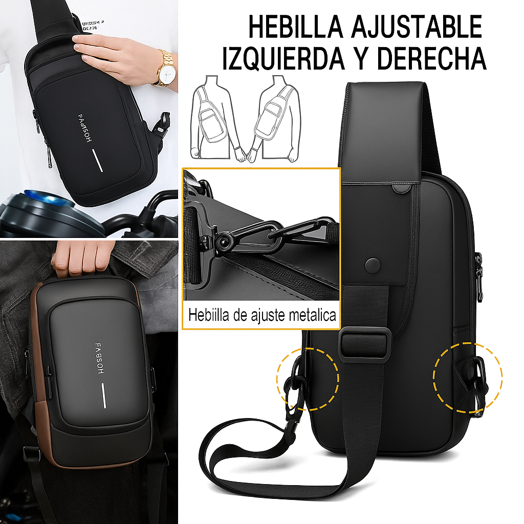 UrbanProtect®  Morral Antirrobo de Cuero fino con clave y banco de carga incluido + Regalo sorpresa gratis l Pago contra entrega y envió gratis en Guatemala!