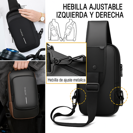 UrbanProtect®  Morral Antirrobo de Cuero fino con clave y banco de carga incluido + Regalo sorpresa gratis l Pago contra entrega y envió gratis en Guatemala!