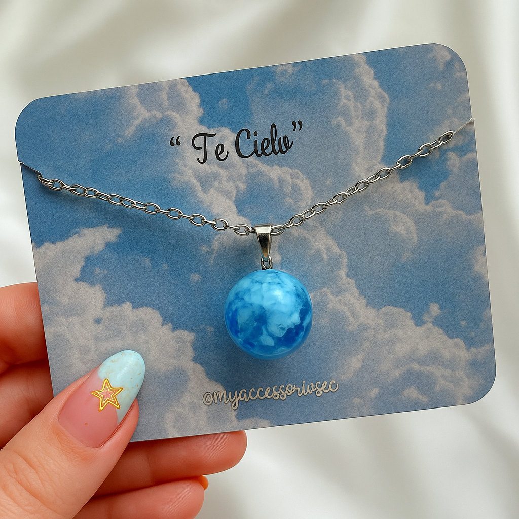 Collar Cielo con piedra preciosa adentro importada... Pago contra entrega y envió gratis en Guatemala...