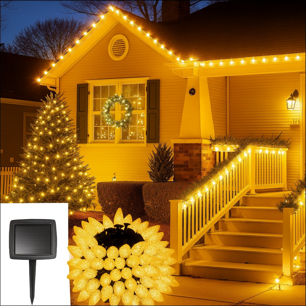 (5 metros) SERIE DE LUCES SOLARES AMARILLAS ORIGINALES... Pago contra entrega y envió totalmente gratis Guatemala....