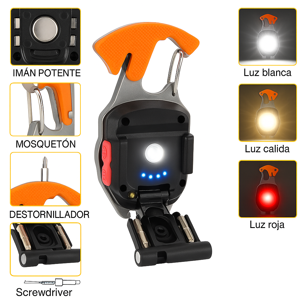 🔥 Mini Linterna 9 en 1 Recargable Llavero Multiherramienta 🔥... Pago contra entrega y envió gratis en Guatemala....