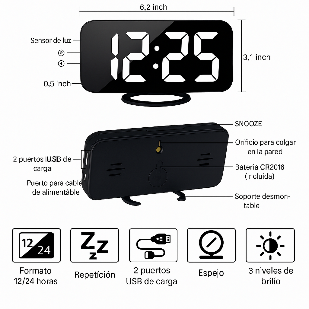 TIME® RELOJ LED CON PROYECTOR ORIGINAL E IMPORTADO... PAGO CPNTRA ENTREGA Y ENVIÓ GRATIS EN GUATEMALA!!!!