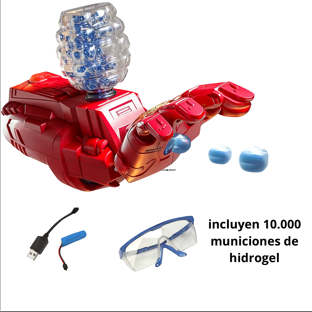 🦾 Pistola Juguete Iron Man – Guantelete Lanzador de Bolas de Hidrogel... Pago contra entrega y envió gratis en Panamá...