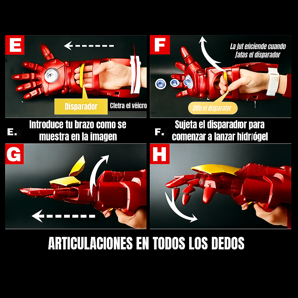 🦾 Pistola Juguete Iron Man – Guantelete Lanzador de Bolas de Hidrogel... Pago contra entrega y envió gratis en Panamá...