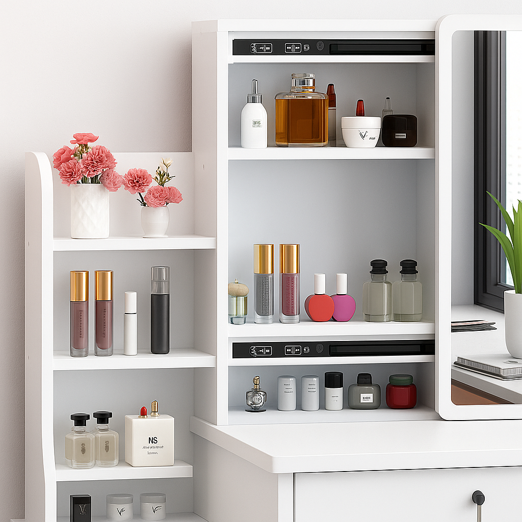 ✨ Tocador XL con Espejo Movible + Taburete — 100cm de Ancho... Pago contra entrega y envió gratis en Panamá....