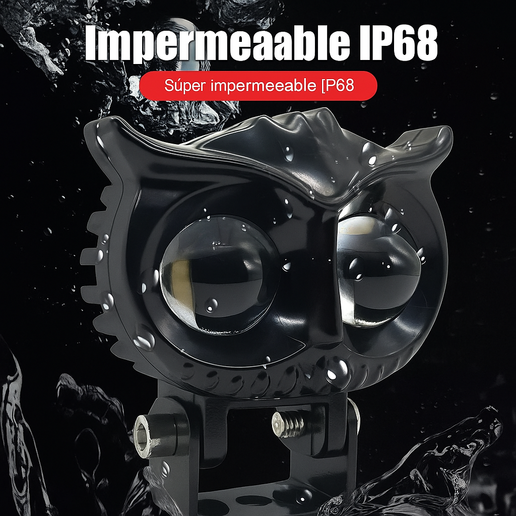 Oferta 2 x1 LUZ LED ANTI NEBLINA PARA MOTO BICOLOR ESTILO BÚHO-🦉 Luz de Motocicleta Doble Color YSY “Owl Light”  Blanco + Amarillo | Impermeable | 9–60V | Alta Potencia