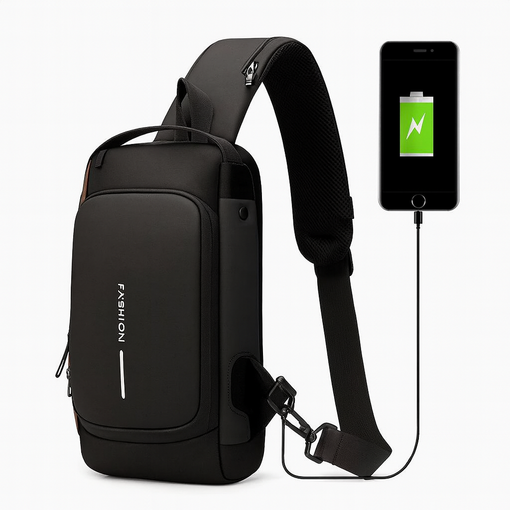 UrbanProtect®  Morral Antirrobo de Cuero fino con clave y banco de carga incluido + Regalo sorpresa gratis l Pago contra entrega y envió gratis en Guatemala!