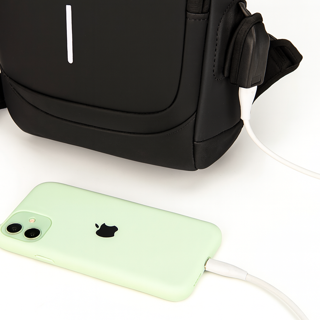 UrbanProtect®  Morral Antirrobo de Cuero fino con clave y banco de carga incluido + Regalo sorpresa gratis l Pago contra entrega y envió gratis en Guatemala!