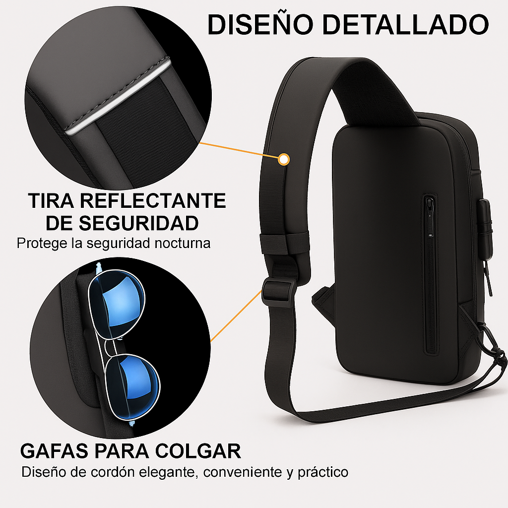 UrbanProtect®  Morral Antirrobo de Cuero fino con clave y banco de carga incluido + Regalo sorpresa gratis l Pago contra entrega y envió gratis en Guatemala!